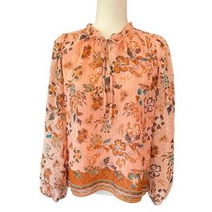 Joie Boho Peasant Floral Long Sleeve Top Blouse Women's Size Small